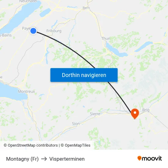 Montagny (Fr) to Visperterminen map