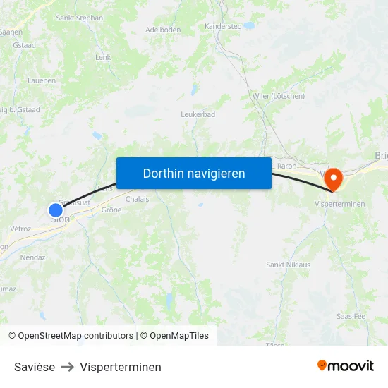 Savièse to Visperterminen map