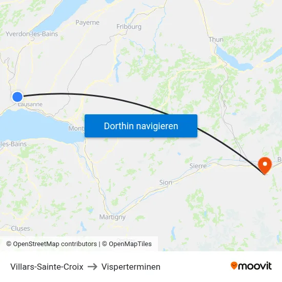 Villars-Sainte-Croix to Visperterminen map