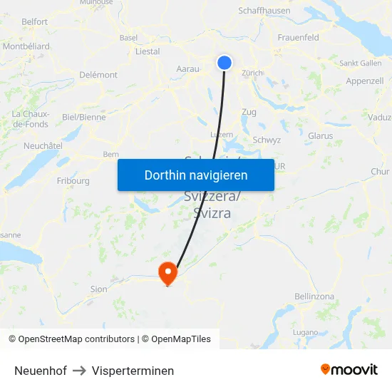 Neuenhof to Visperterminen map