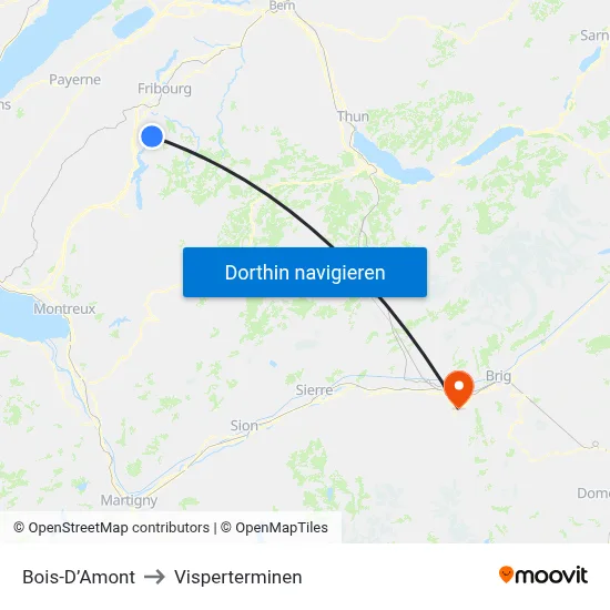 Bois-D’Amont to Visperterminen map