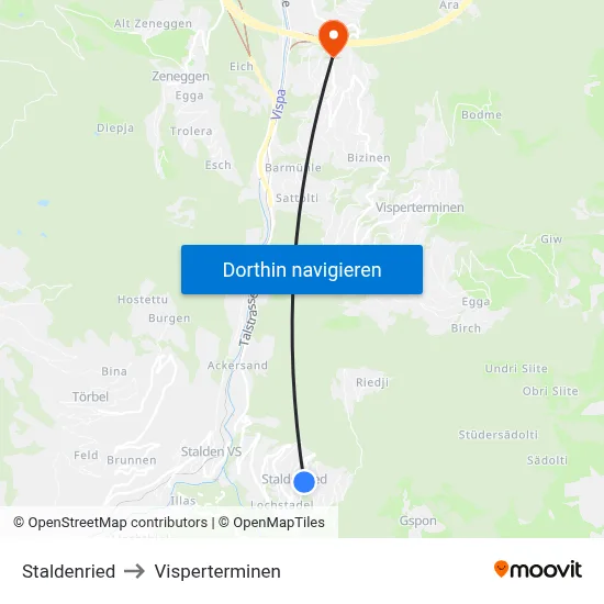 Staldenried to Visperterminen map