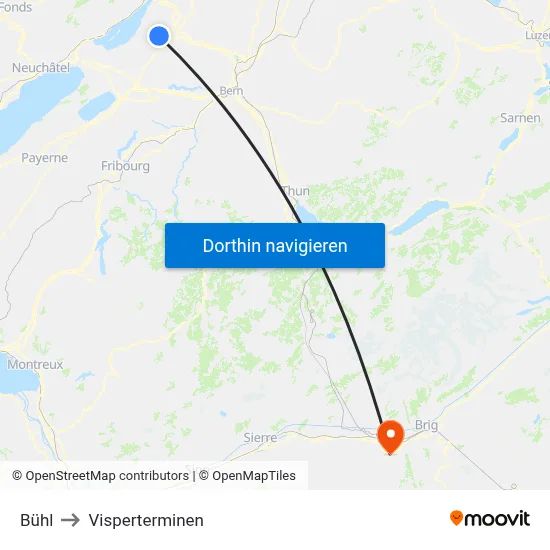Bühl to Visperterminen map