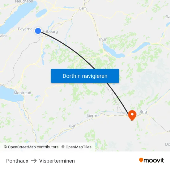 Ponthaux to Visperterminen map
