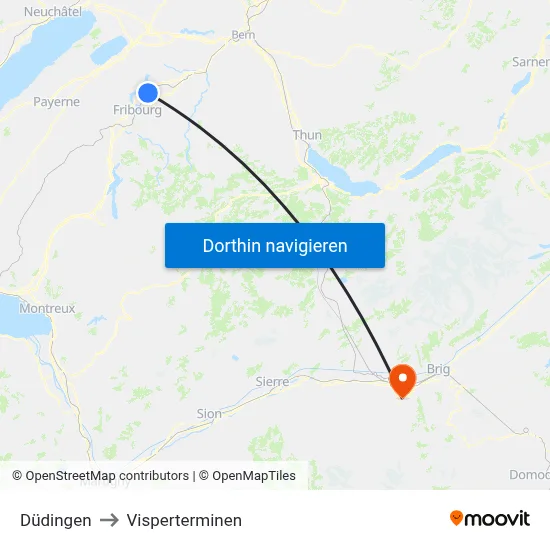 Düdingen to Visperterminen map