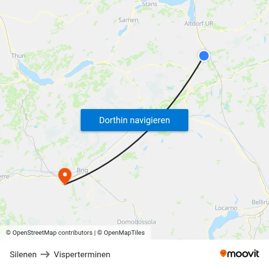 Silenen to Visperterminen map