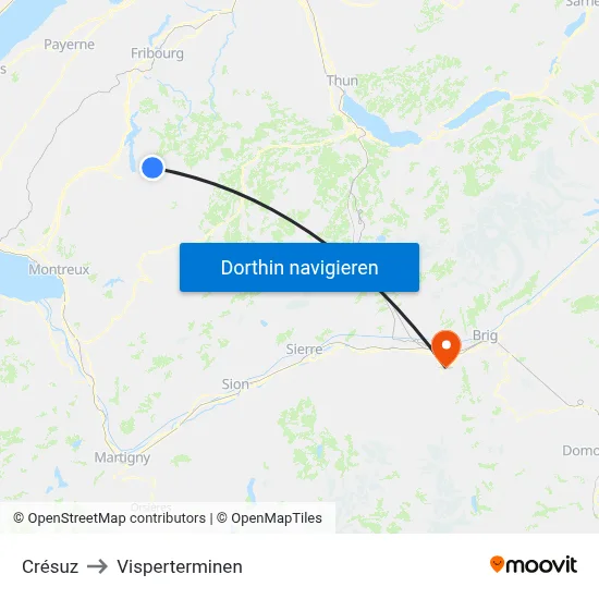 Crésuz to Visperterminen map