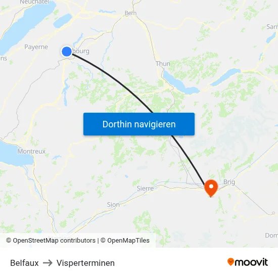 Belfaux to Visperterminen map