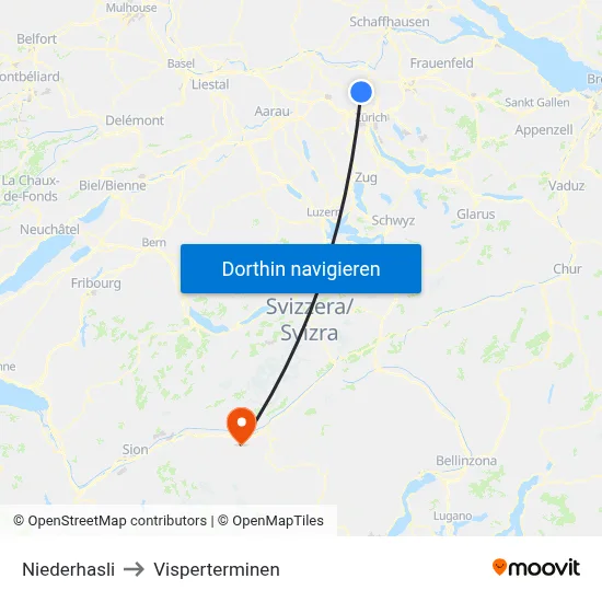 Niederhasli to Visperterminen map