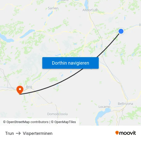 Trun to Visperterminen map