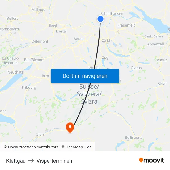 Klettgau to Visperterminen map
