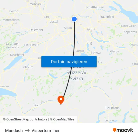 Mandach to Visperterminen map