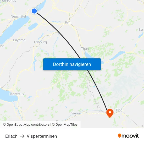 Erlach to Visperterminen map