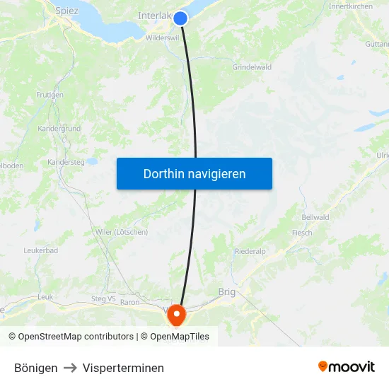 Bönigen to Visperterminen map