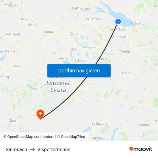 Salmsach to Visperterminen map