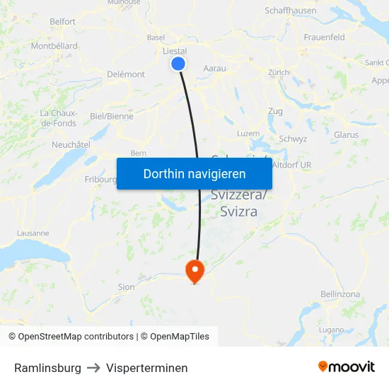 Ramlinsburg to Visperterminen map