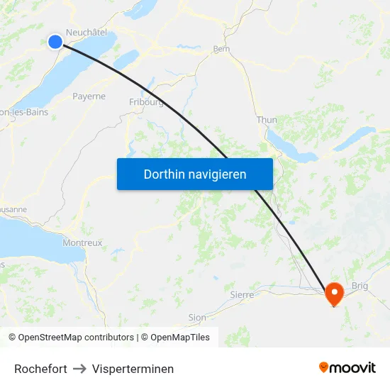 Rochefort to Visperterminen map