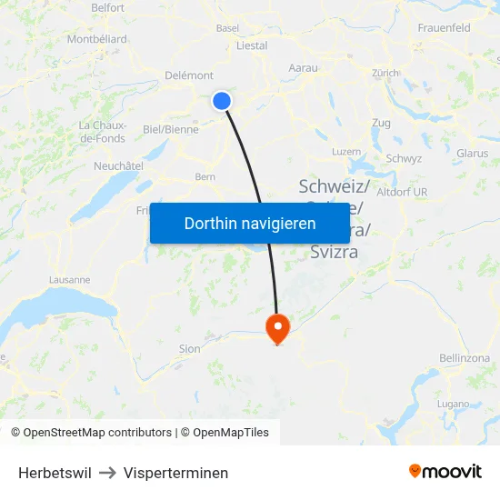 Herbetswil to Visperterminen map