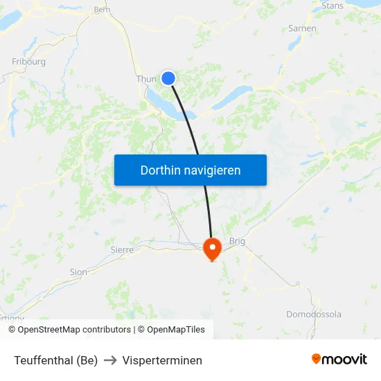 Teuffenthal (Be) to Visperterminen map