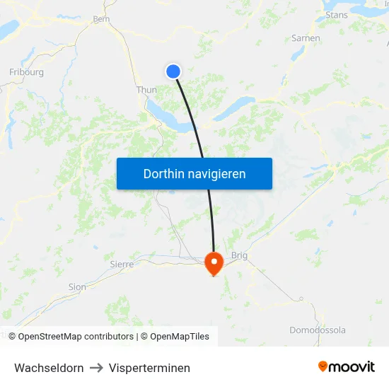 Wachseldorn to Visperterminen map
