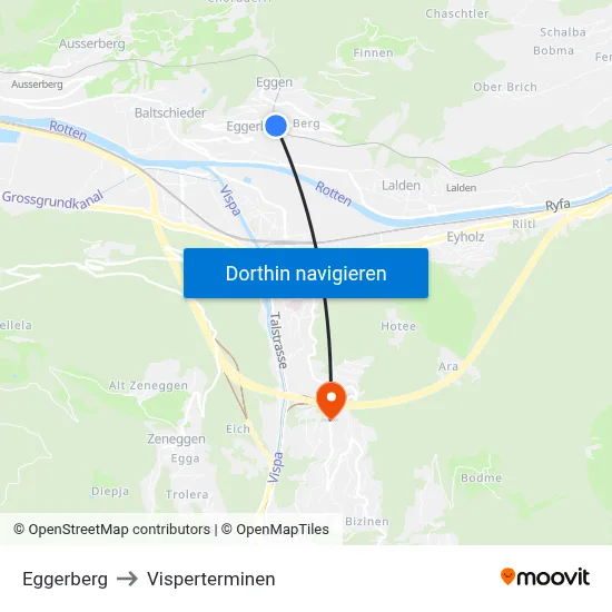 Eggerberg to Visperterminen map