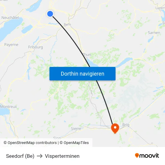 Seedorf (Be) to Visperterminen map