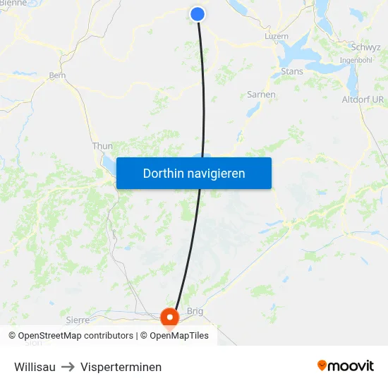 Willisau to Visperterminen map