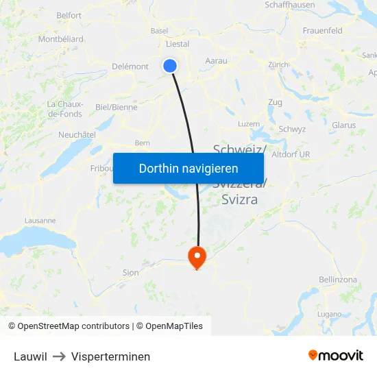 Lauwil to Visperterminen map