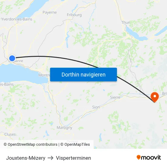 Jouxtens-Mézery to Visperterminen map
