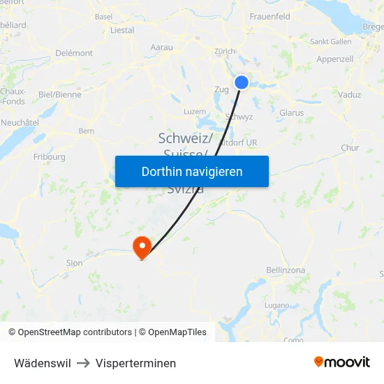 Wädenswil to Visperterminen map