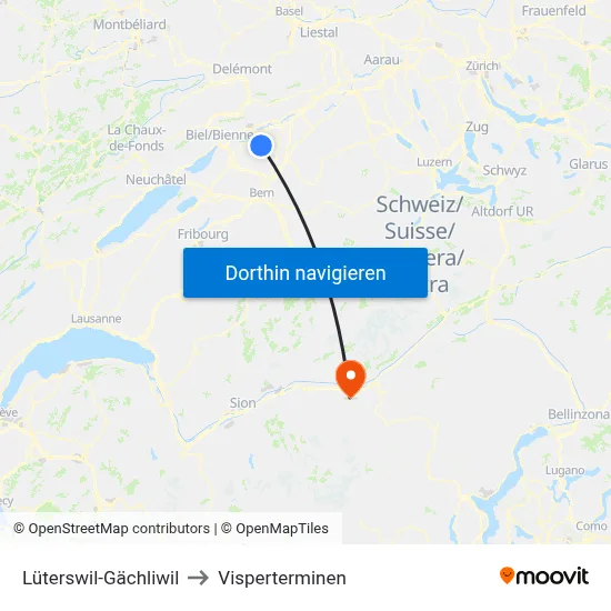 Lüterswil-Gächliwil to Visperterminen map
