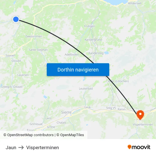 Jaun to Visperterminen map