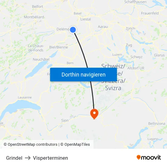 Grindel to Visperterminen map