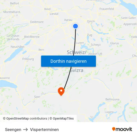 Seengen to Visperterminen map