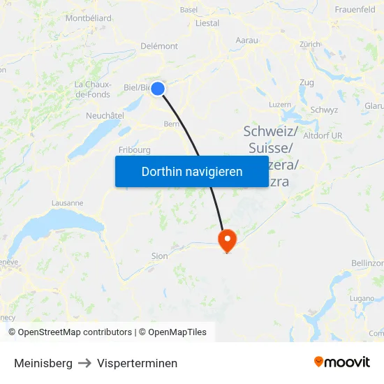 Meinisberg to Visperterminen map
