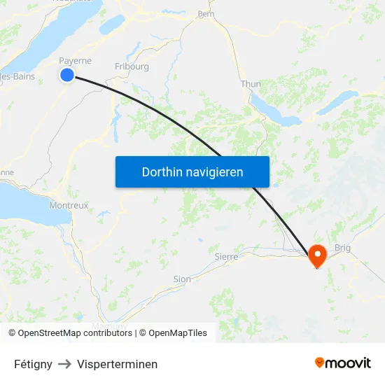 Fétigny to Visperterminen map