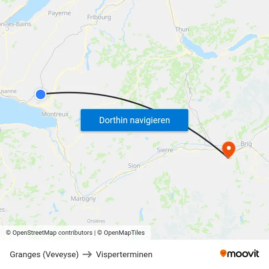 Granges (Veveyse) to Visperterminen map