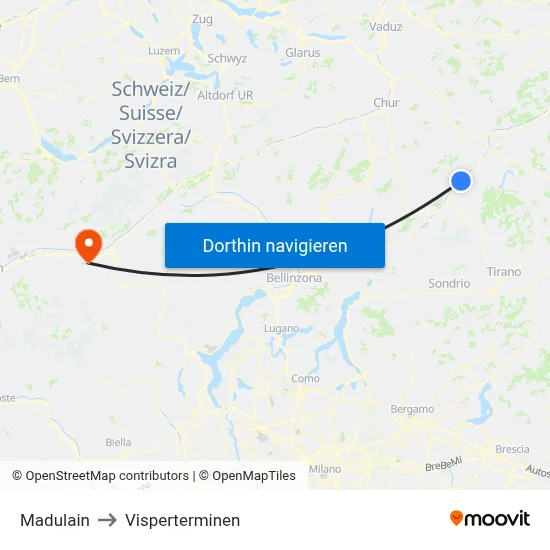 Madulain to Visperterminen map