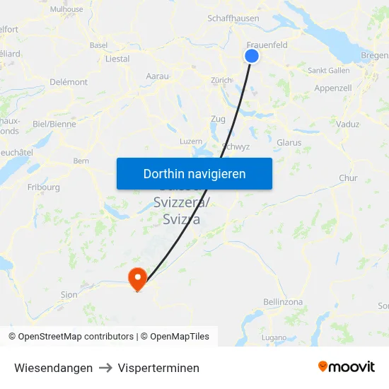 Wiesendangen to Visperterminen map