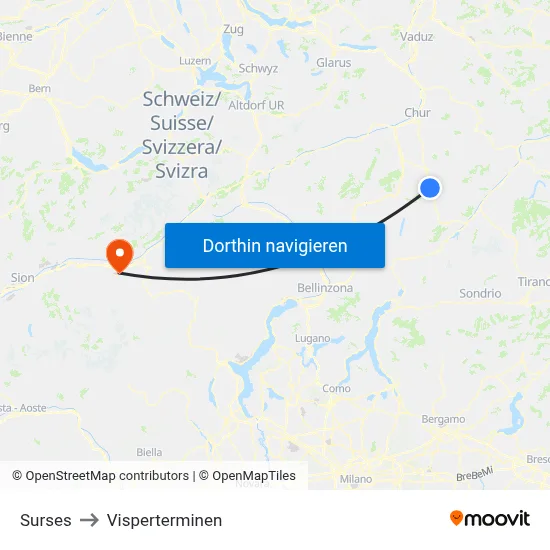 Surses to Visperterminen map