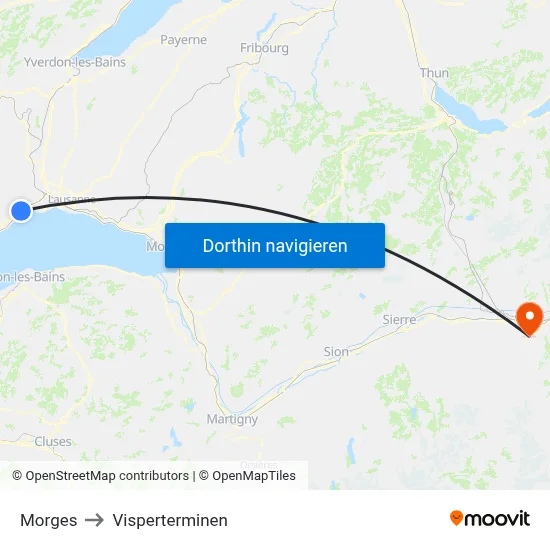 Morges to Visperterminen map