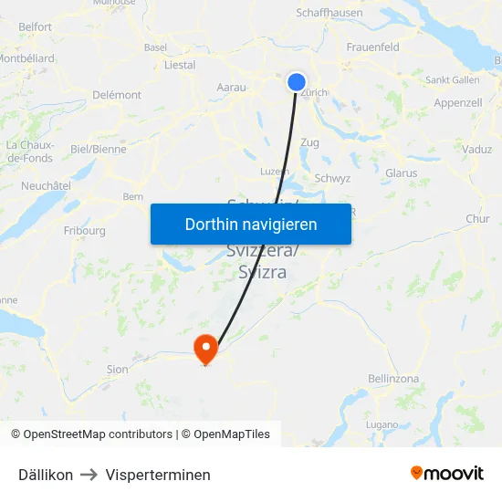 Dällikon to Visperterminen map