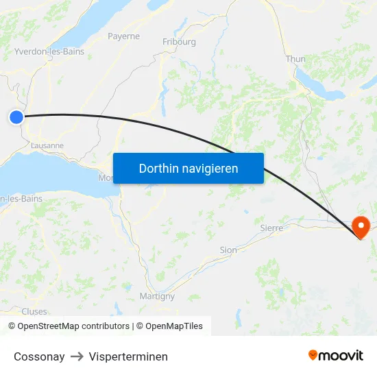 Cossonay to Visperterminen map