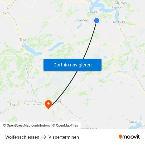 Wolfenschiessen to Visperterminen map