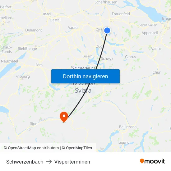 Schwerzenbach to Visperterminen map