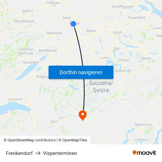 Frenkendorf to Visperterminen map