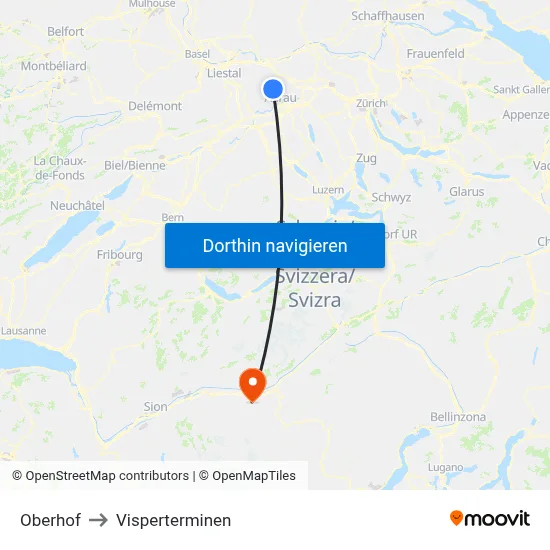 Oberhof to Visperterminen map