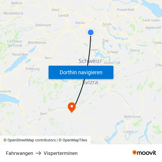 Fahrwangen to Visperterminen map
