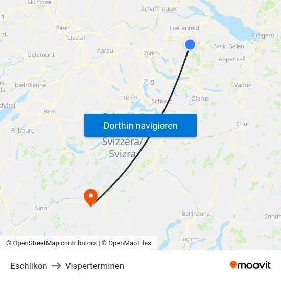 Eschlikon to Visperterminen map