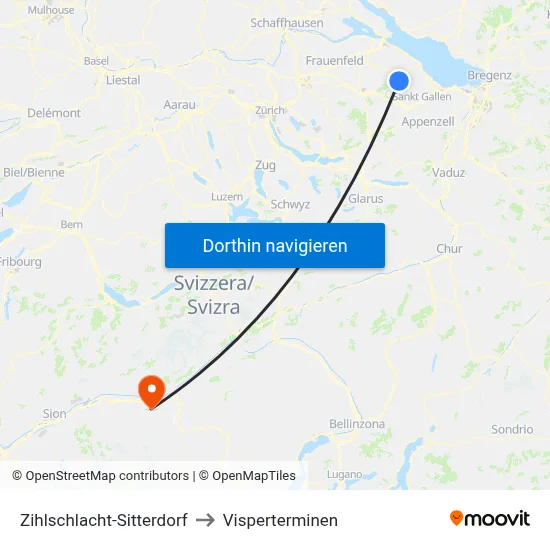 Zihlschlacht-Sitterdorf to Visperterminen map
